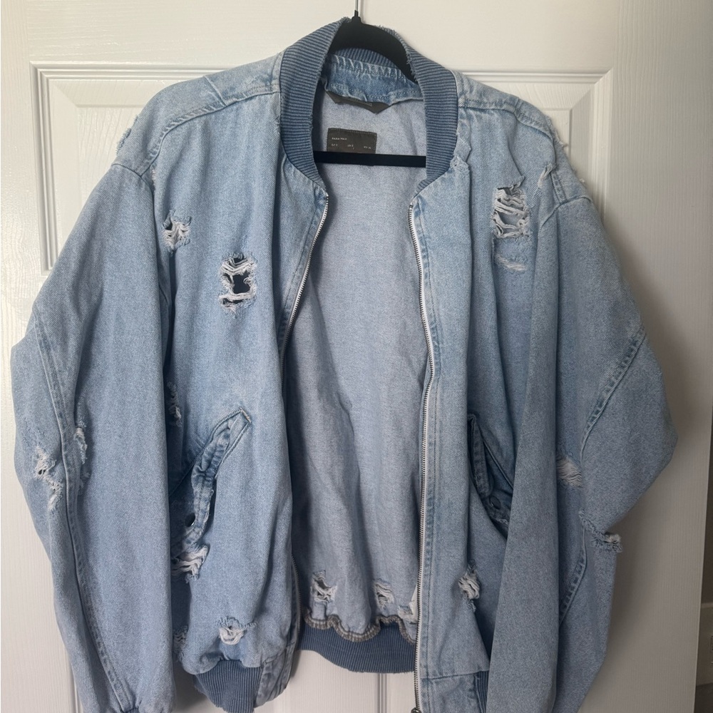 Distressed Light Blue Denim Zara Jacket